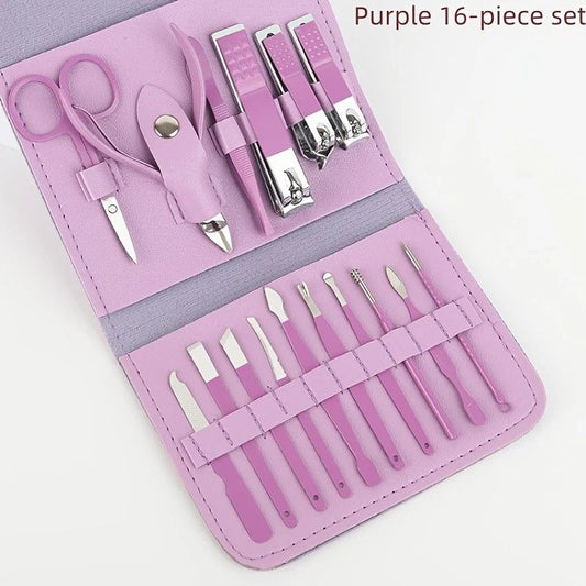 16-Piece Nail Care Set | Portable & Professional, One Box for Hand & Foot Details.purple VXN Beauty
