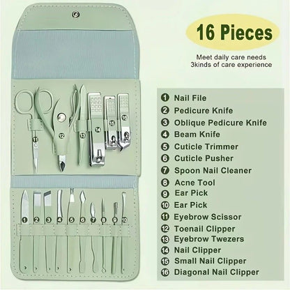 16-Piece Nail Care Set | Portable & Professional, One Box for Hand & Foot Details.purple VXN Beauty
