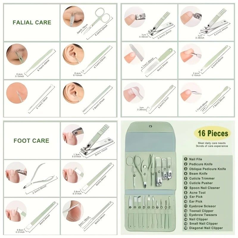 16-Piece Nail Care Set | Portable & Professional, One Box for Hand & Foot Details.purple VXN Beauty