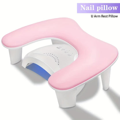 BLACK This handheld nail care device integrates a U-shaped pillow and comes with a portable detachable stand. Designed with an inclined PU material and a sturdy base, it is crafted for both comfort and portability. VXN Beauty