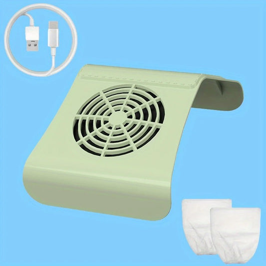 Nail Dust Collector: USB-Powered, Strong Suction, One-Touch Operation, Say Goodbye to Dust Troubles.GREEN VXN Beauty