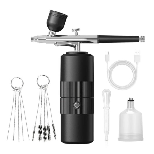 Black Portable Wireless Airbrush Kit, Versatile for Nail Art, Painting, Makeup, and Model Making VXN Beauty