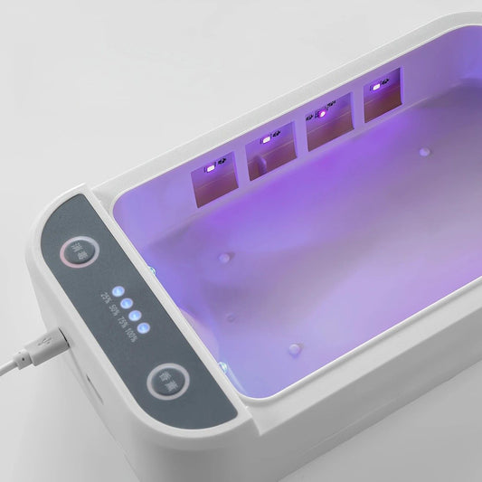 Portable Nail Disinfection Box, USB powered. Built‑in UV fast sterilization, suitable for nail and tattoo tools, PVC/plastic material, the ideal hygiene assistant for salons and studios. VXN Beauty
