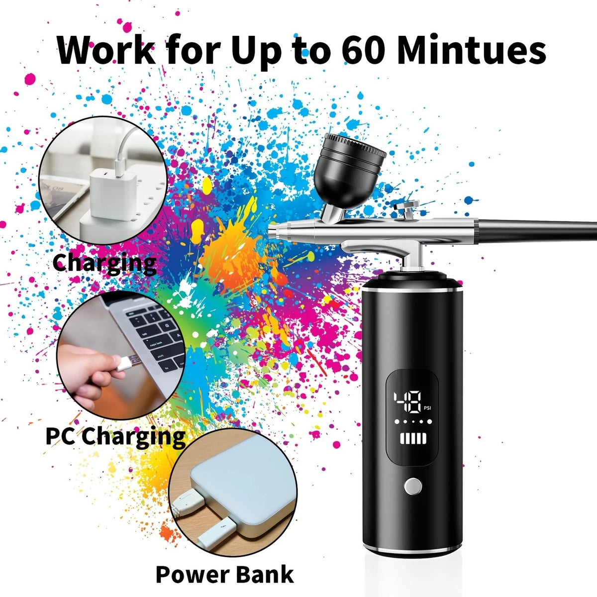 Pink Portable Wireless Airbrush Kit, ideal for nail art, painting, cake decoration, and makeup. Rechargeable design, perfect for both amateurs and professionals. VXN Beauty