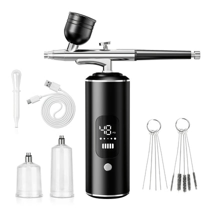 Pink Portable Wireless Airbrush Kit, ideal for nail art, painting, cake decoration, and makeup. Rechargeable design, perfect for both amateurs and professionals. VXN Beauty