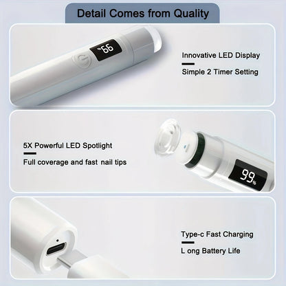 2-in-1 Nail Lamp: Handheld & Stand, 6-LED Fast Dry, Type-C Fast Charge, Smart Timer, Home/Travel DIY Nail Art Essential VXN Beauty