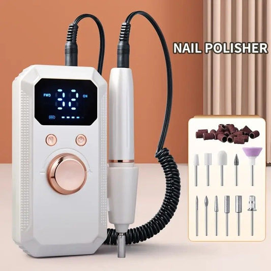 Professional Nail Drill: Quiet and Efficient, LED Digital Display, 31 Accessories for All-in-One Use, Easy for Beginners to Master。white VXN Beauty