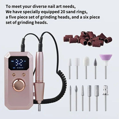 Professional Nail Drill: Quiet and Efficient, LED Digital Display, 31 Accessories for All-in-One Use, Easy for Beginners to Master。white VXN Beauty