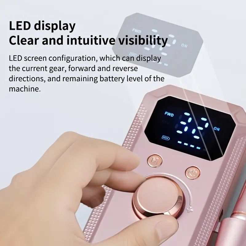 Professional Nail Drill: Quiet and Efficient, LED Digital Display, 31 Accessories for All-in-One Use, Easy for Beginners to Master。white VXN Beauty