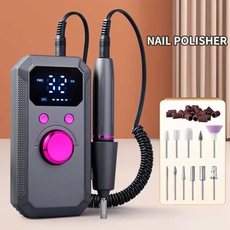 Professional Nail Drill: Quiet and Efficient, LED Digital Display, 31 Accessories for All-in-One Use, Easy for Beginners to Master。white VXN Beauty