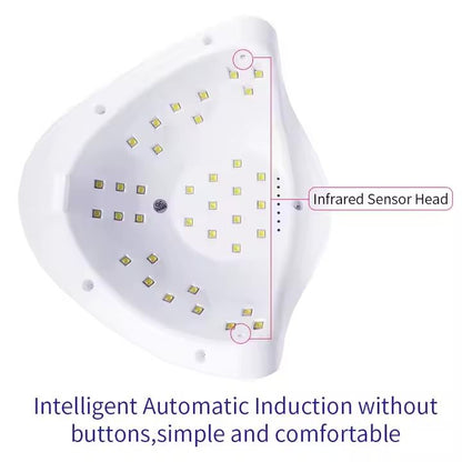 UV LED Nail Lamp 54W with 10s 30s 60s 99s Timer, White VXN Beauty