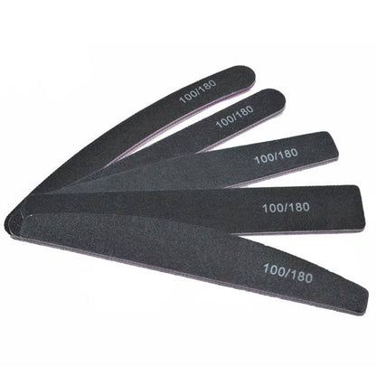 5pcs double-sided nail files 100/180 grit, black VXN Beauty