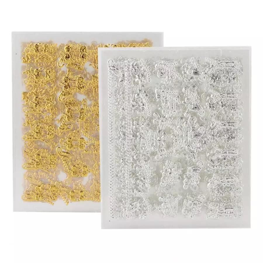 6 Sheets Silver Gold Nail Stickers, 12x4 cm VXN Beauty