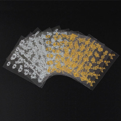 6 Sheets Silver Gold Nail Stickers, 12x4 cm VXN Beauty