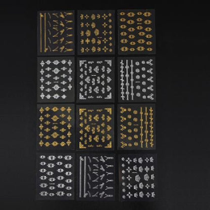 6 Sheets Silver Gold Nail Stickers, 12x4 cm VXN Beauty