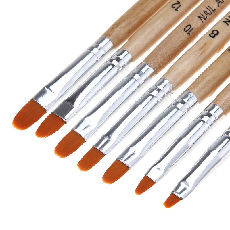 7pcs Acrylic Nail Brushes with Wood Handle VXN Beauty