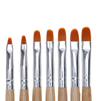 7pcs Acrylic Nail Brushes with Wood Handle VXN Beauty