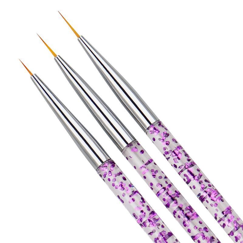 3pcs Nail Art Brushes, Pink VXN Beauty
