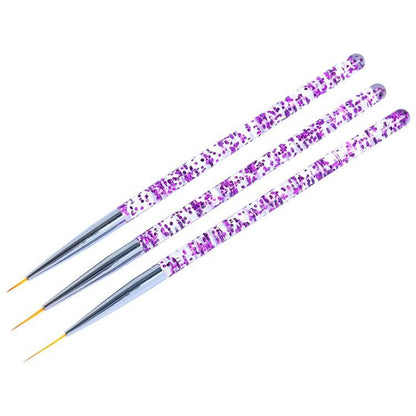3pcs Nail Art Brushes, Pink VXN Beauty