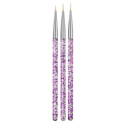 3pcs Nail Art Brushes, Pink VXN Beauty