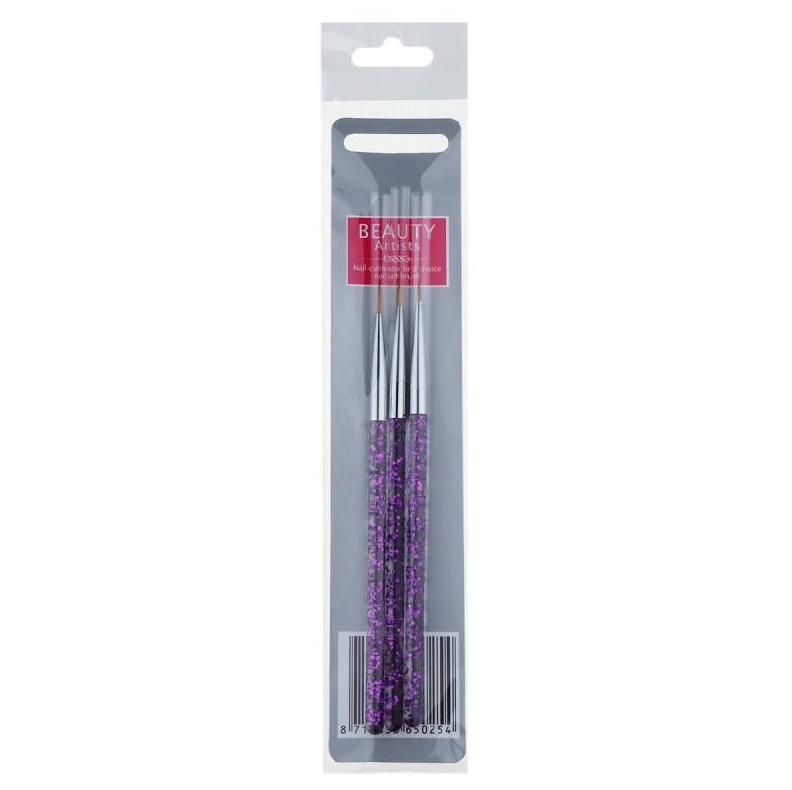 3pcs Nail Art Brushes, Pink VXN Beauty