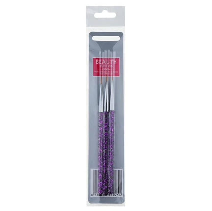 3pcs Nail Art Brushes, Pink VXN Beauty