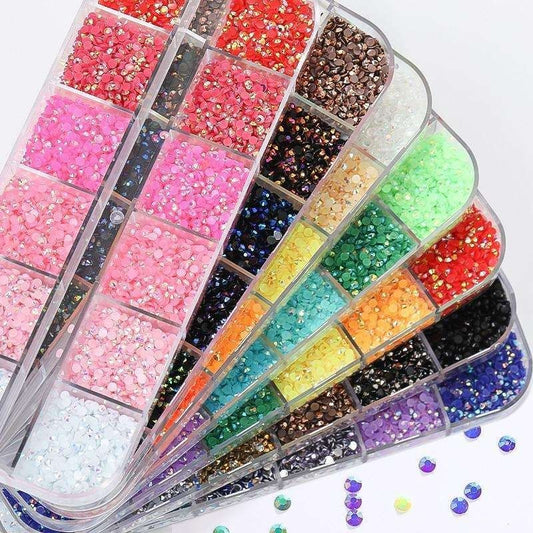 12pcs Rhinestone Nail Decorations in 4 Multicolor, different sizes VXN Beauty