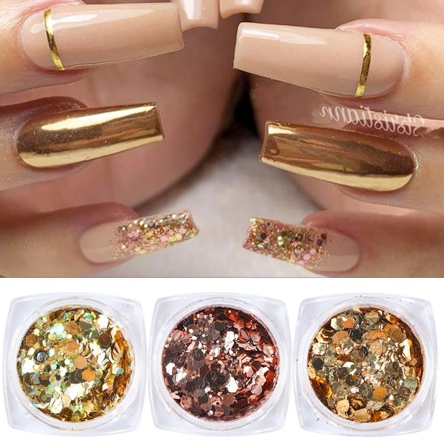 6pcs multi-color nail glitter decorations VXN Beauty