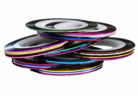 Nail Tape 10-Pack, Assorted Colors Self-Adhesive Stripes for Nail Art with UV Gel & Acrylic Nails, MultiColor VXN Beauty