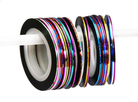 Nail Tape 10-Pack, Assorted Colors Self-Adhesive Stripes for Nail Art with UV Gel & Acrylic Nails, MultiColor VXN Beauty