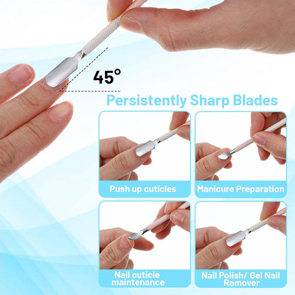 4 Pcs Cuticle Clipper with Single Dual Ended Pusher and Nail File, Stainless Steel Nail Cuticle Trimmer Cutter Extremely Sharp Full Jaw Cuticles Nipper for Women Professional Salon and Home Use VXN Beauty