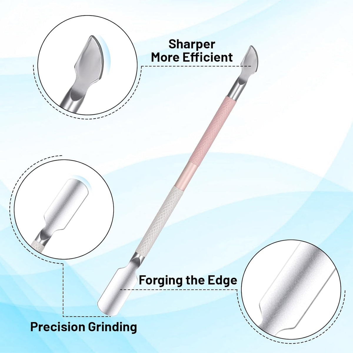 4 Pcs Cuticle Clipper with Single Dual Ended Pusher and Nail File, Stainless Steel Nail Cuticle Trimmer Cutter Extremely Sharp Full Jaw Cuticles Nipper for Women Professional Salon and Home Use VXN Beauty