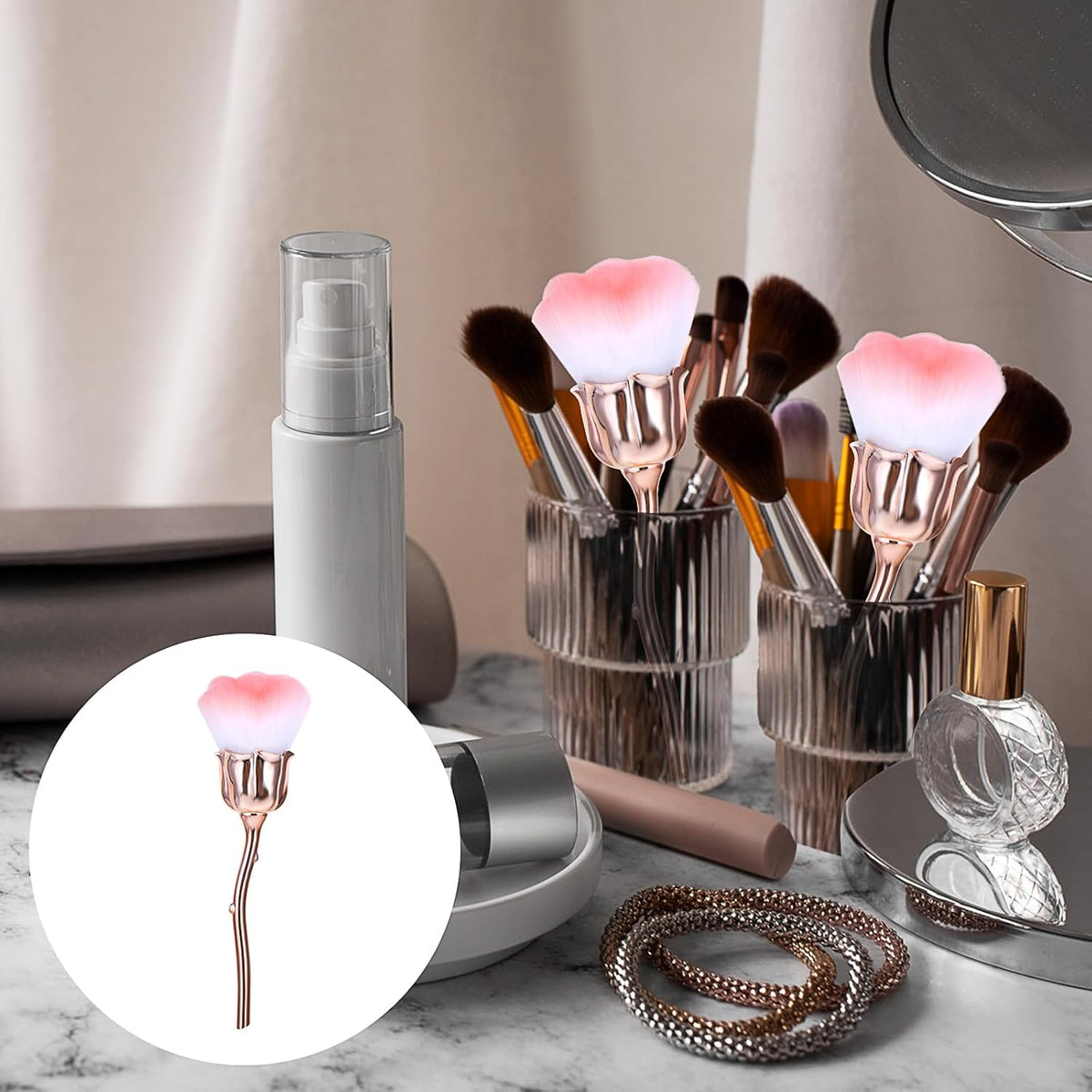 1 PCS Nail Duster Brush Pink Soft Rose Makeup Brushes Acrylic Nail Arts Manicure Dust Cleaner Brush Nails Art Dust Blush Brushes for Nails Trimming Cleaning Salon and Household Use VXN Beauty