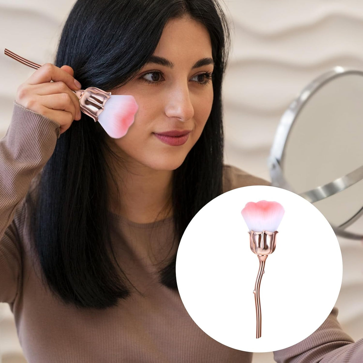 1 PCS Nail Duster Brush Pink Soft Rose Makeup Brushes Acrylic Nail Arts Manicure Dust Cleaner Brush Nails Art Dust Blush Brushes for Nails Trimming Cleaning Salon and Household Use VXN Beauty