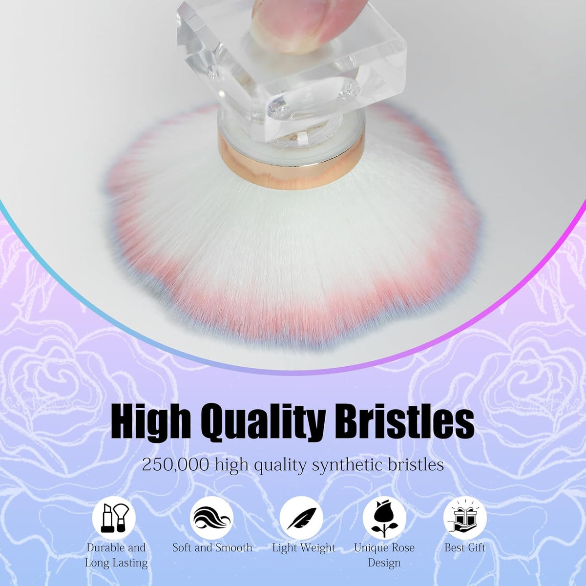 Nail Dust Brush for Nails, Nail Art Dust Powder Remover Brush, Pink Rose Cleaner Brush for Makeup or Blush Nail Arts Brush, Nail Dusting Brush Tools VXN Beauty