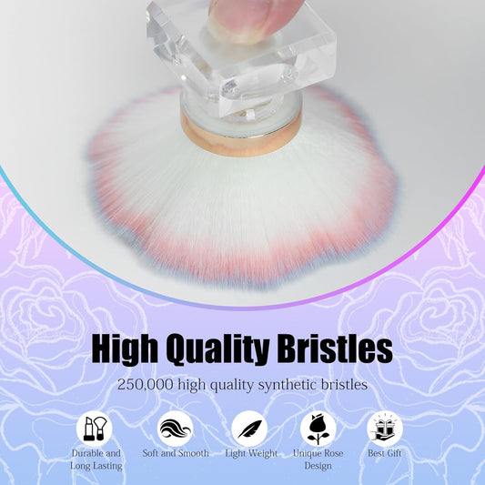 Nail Dust Brush for Nails, Nail Art Dust Powder Remover Brush, Pink Rose Cleaner Brush for Makeup or Blush Nail Arts Brush, Nail Dusting Brush Tools VXN Beauty