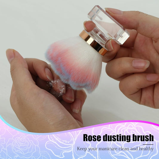 Nail Dust Brush for Nails, Nail Art Dust Powder Remover Brush, Pink Rose Cleaner Brush for Makeup or Blush Nail Arts Brush, Nail Dusting Brush Tools VXN Beauty