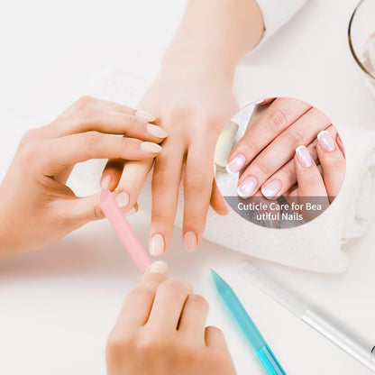 3 Pcs Glass Cuticle Pusher Nail File Cuticle Manicure Stick Remover Cuticle Tool Set Double Sided Crystal Glass with Grit Cuticle Care Stick for Women Girls Nail Salons Homes(Pink,Blue,Transparent) VXN Beauty