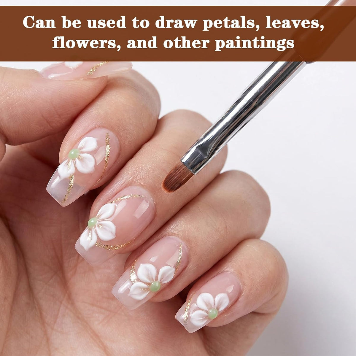 2Pcs Hard Gel Brushes for Nails,Flat Gel Nail Brushes Versatile Nail Design Brush for Petals,Leaves,Flowers Nails Design Tool for DIY Salon VXN Beauty