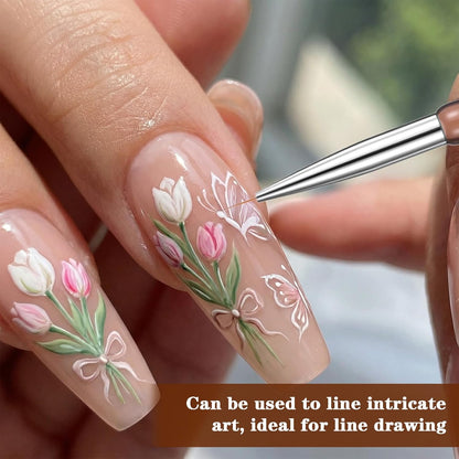 2Pcs Hard Gel Brushes for Nails,Flat Gel Nail Brushes Versatile Nail Design Brush for Petals,Leaves,Flowers Nails Design Tool for DIY Salon VXN Beauty