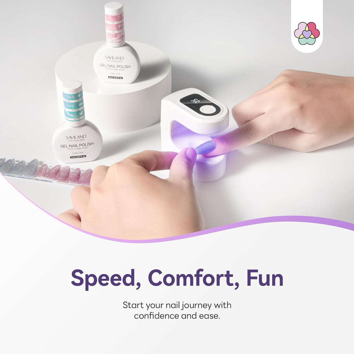 LED UV Nail Lamp with Timer and Display Multi-color Gel Nail Dryer for Gel Polish VXN Beauty