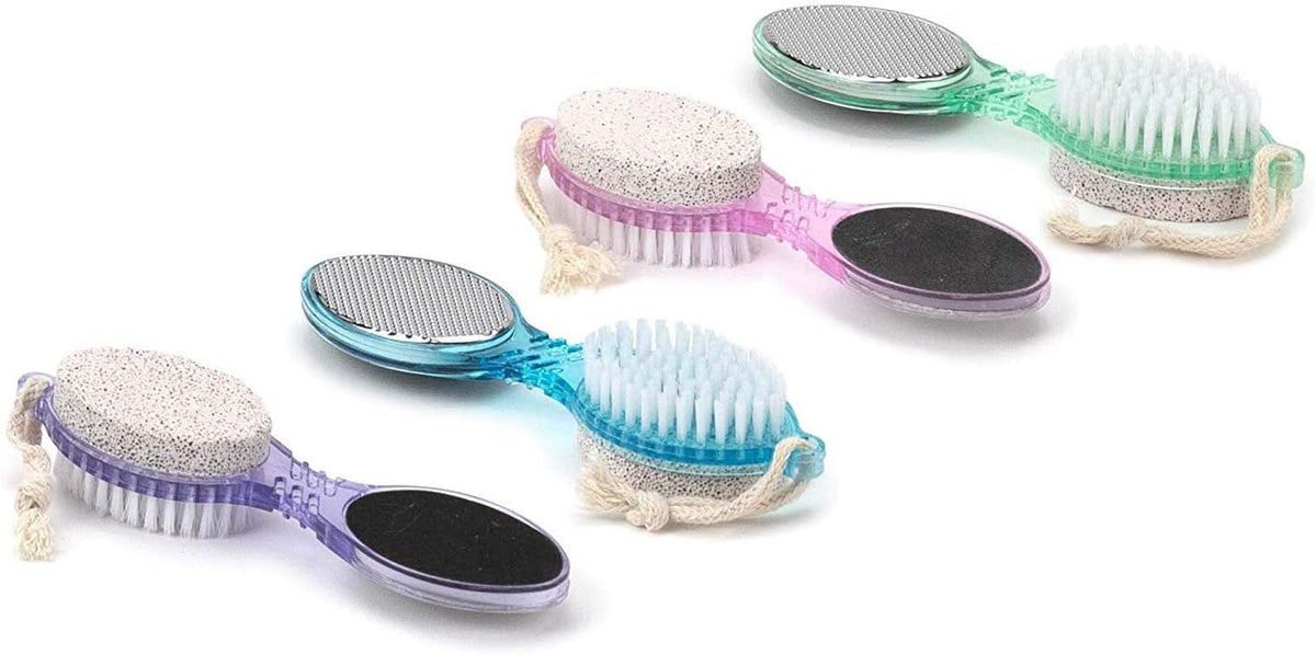 (4 in 1) Pedicure Paddle Kit Tool with Pumice Stone for Feet, Foot Hand Toe Nail Cleaning Brush, Metal File and Emery Board, Manicure Foot Rasp Callus Remover Pedi Set (Random Color, 1 Pack) VXN Beauty
