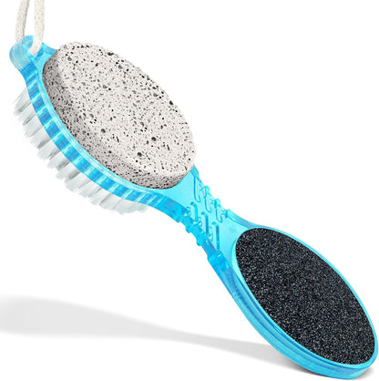 (4 in 1) Pedicure Paddle Kit Tool with Pumice Stone for Feet, Foot Hand Toe Nail Cleaning Brush, Metal File and Emery Board, Manicure Foot Rasp Callus Remover Pedi Set (Random Color, 1 Pack) VXN Beauty