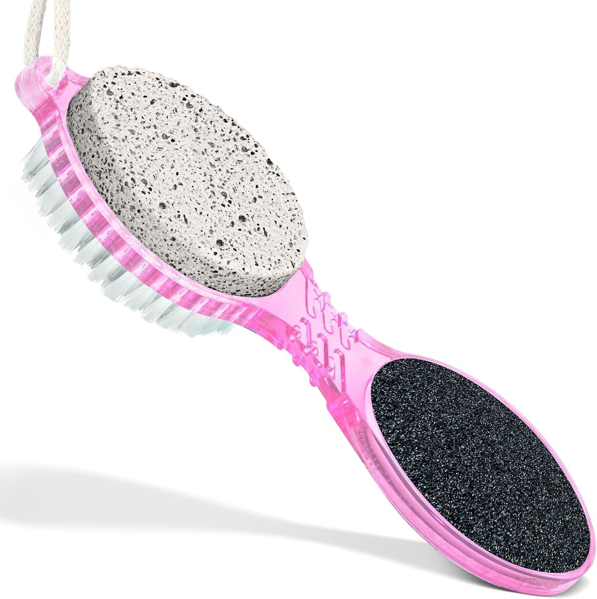 (4 in 1) Pedicure Paddle Kit Tool with Pumice Stone for Feet, Foot Hand Toe Nail Cleaning Brush, Metal File and Emery Board, Manicure Foot Rasp Callus Remover Pedi Set (Random Color, 1 Pack) VXN Beauty
