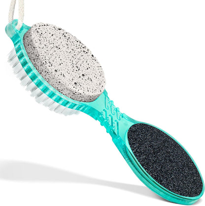 (4 in 1) Pedicure Paddle Kit Tool with Pumice Stone for Feet, Foot Hand Toe Nail Cleaning Brush, Metal File and Emery Board, Manicure Foot Rasp Callus Remover Pedi Set (Random Color, 1 Pack) VXN Beauty