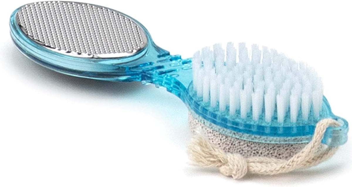 (4 in 1) Pedicure Paddle Kit Tool with Pumice Stone for Feet, Foot Hand Toe Nail Cleaning Brush, Metal File and Emery Board, Manicure Foot Rasp Callus Remover Pedi Set (Random Color, 1 Pack) VXN Beauty
