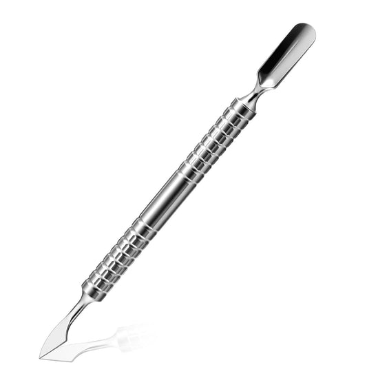 Dual Head Nail Cuticle Pusher Tool, Nail Scraper Stainless Steel Curved & Chisel Edge for Women Home Manicure Pedicure Tools Professional Tool for Cuticle Work (Silver) VXN Beauty