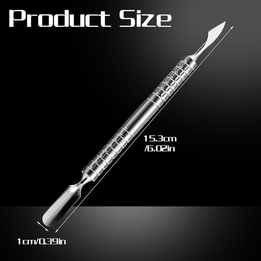 Dual Head Nail Cuticle Pusher Tool, Nail Scraper Stainless Steel Curved & Chisel Edge for Women Home Manicure Pedicure Tools Professional Tool for Cuticle Work (Silver) VXN Beauty