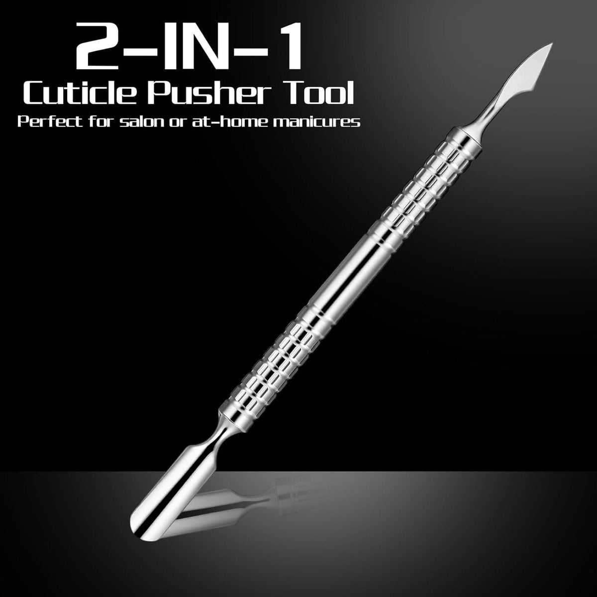 Dual Head Nail Cuticle Pusher Tool, Nail Scraper Stainless Steel Curved & Chisel Edge for Women Home Manicure Pedicure Tools Professional Tool for Cuticle Work (Silver) VXN Beauty