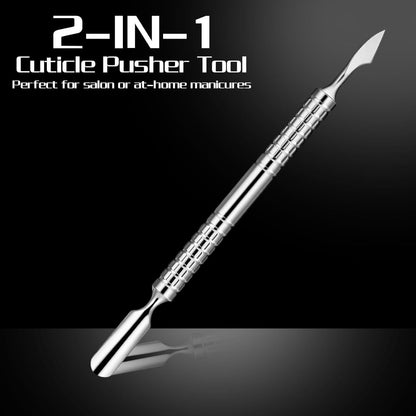 Dual Head Nail Cuticle Pusher Tool, Nail Scraper Stainless Steel Curved & Chisel Edge for Women Home Manicure Pedicure Tools Professional Tool for Cuticle Work (Silver) VXN Beauty